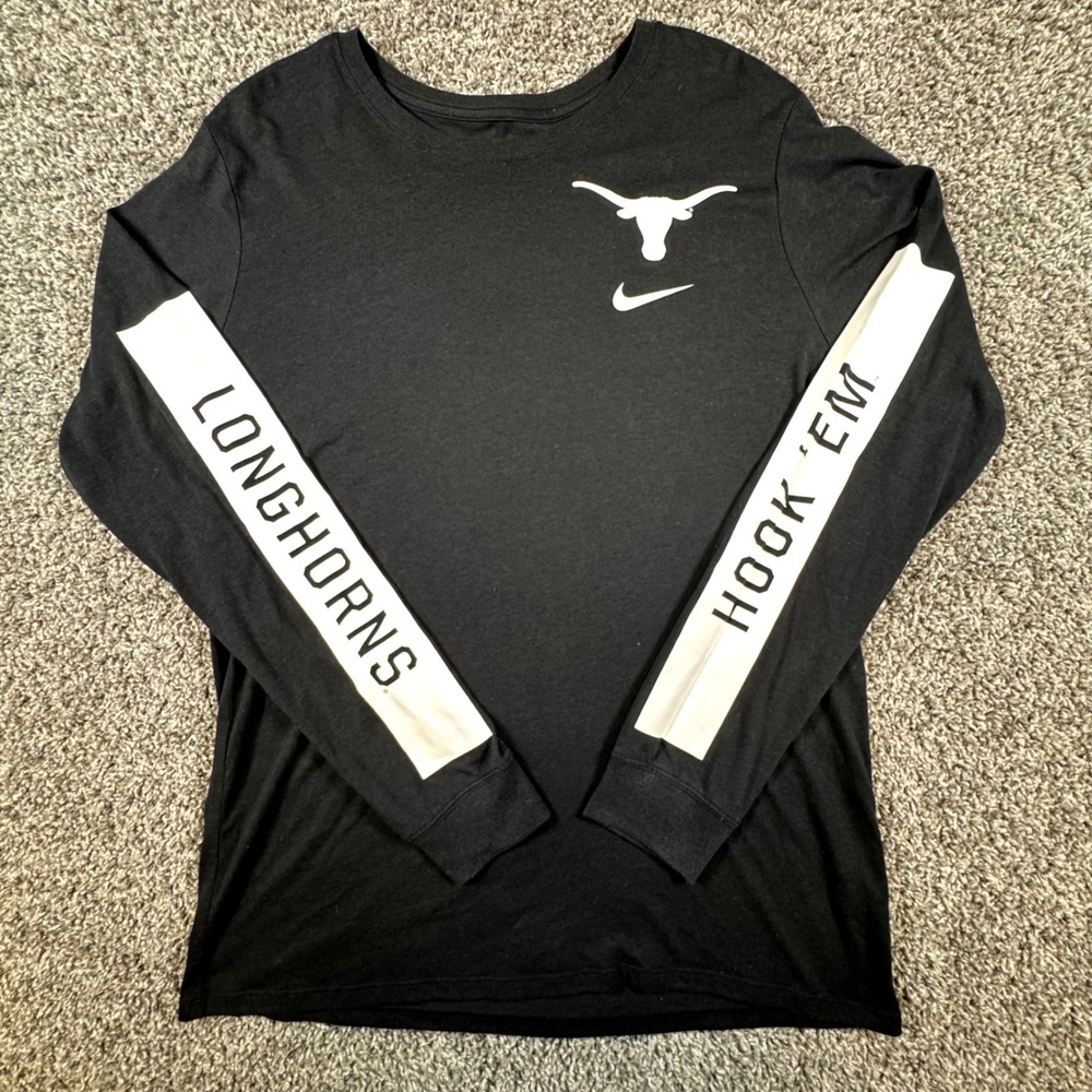 Nike Texas Longhorns Men Large Black Long Sleeve Hook Em Graphic Tee 33182X-TX5